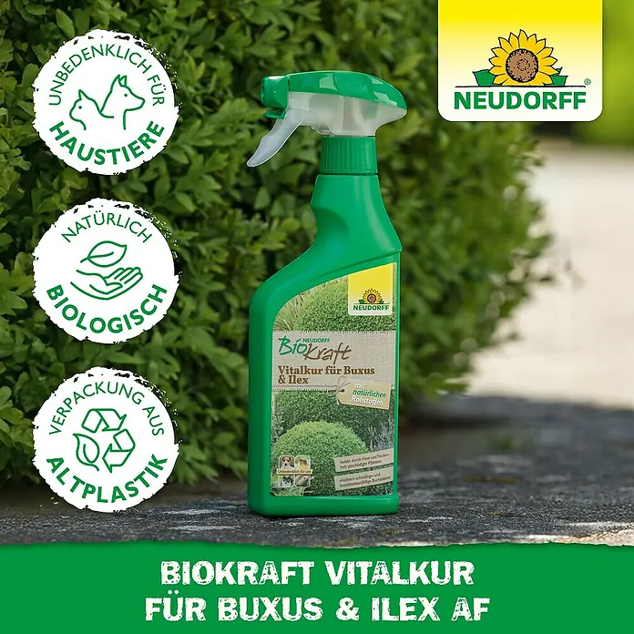 Neudorff BioKraft Vitalkur AF für Buxus & Ilex - 500 ml - Die Neudorff Biokraft Vitalkur für Buxus & Ilex AF ist ein biologisches Pflanzenstärkungsmittel für vitales Wachstum.