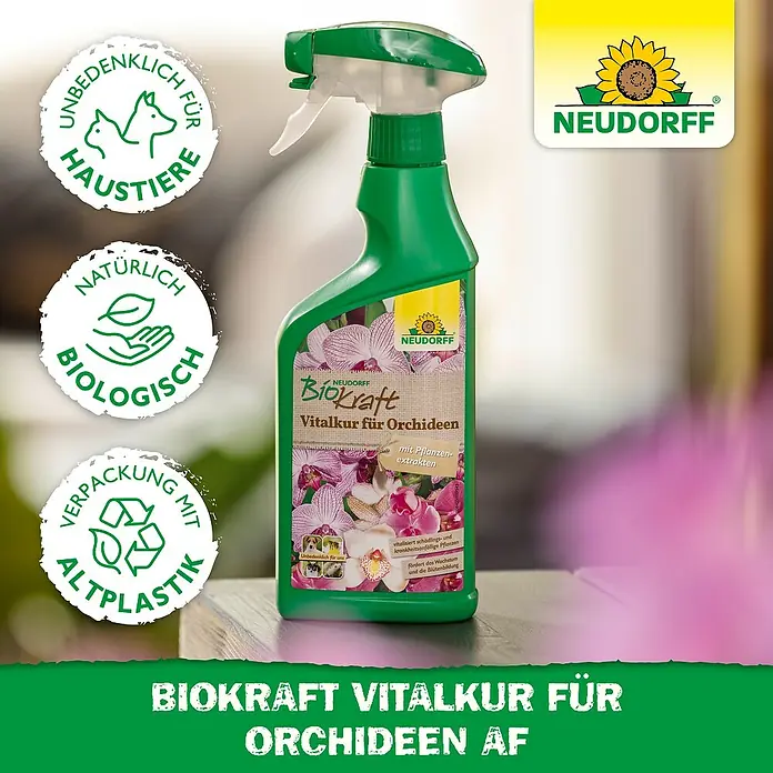 Neudorff BioKraft Vitalkur AF für Orchideen - 500 ml - Neudorff Biokraft Vitalkur für Orchideen: Eine vitalisierende Pflege für Orchideen mit Pflanzenextrakten in einer umweltfreundlichen Verpackung.