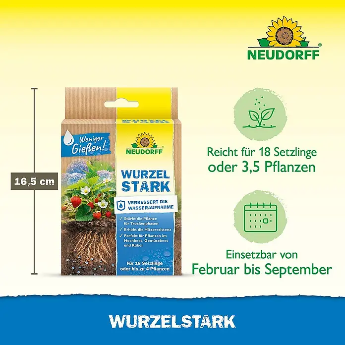 Neudorff Wurzelaktivator MyccoVital Wurzelstark - 36 g - Produktbild von Neudorff Wurzel Stark, einem Bodenverbesserer zur Förderung des Wurzelwachstums und der Wasseraufnahme von Pflanzen.