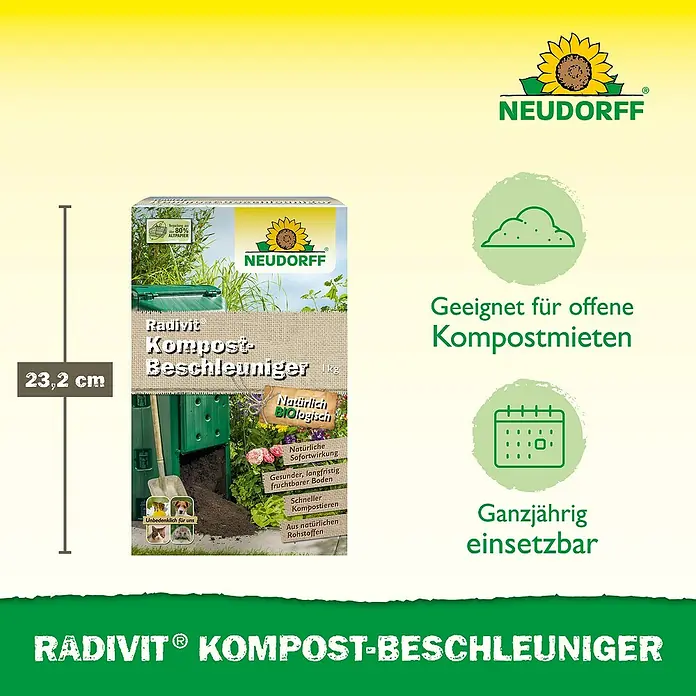 Neudorff Kompostbeschleuniger Radivit - 1 kg - Neudorff Radivit Kompost-Beschleuniger: Fördert schnelle Kompostierung, geeignet für offene Kompostmieten und ganzjährig einsetzbar.