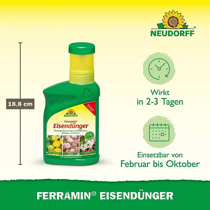 Neudorff Eisendünger Ferramin - 318 g, 250 ml - Produktbild von Neudorff Ferramin Eisendünger, einem Eisenpräparat zur Behandlung von Eisenmangel bei Pflanzen.