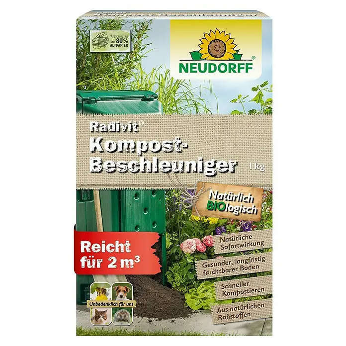 Neudorff Kompostbeschleuniger Radivit - 1 kg - Produktbild von Radivit Kompost-Beschleuniger von Neudorff. Verpackung aus über 80% Altpapier, reicht für 2 m³.