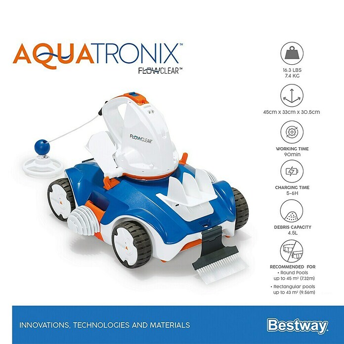 Bestway Zwembadrobot AquaTronix (Geschikt voor zwembadgrootte: 45.000 l, Met accuvoeding) | BAUHAUS