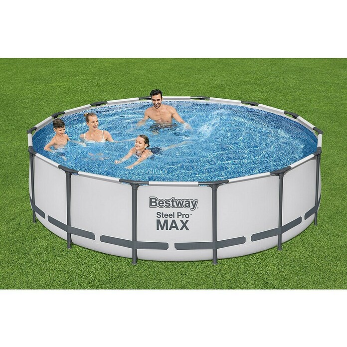 Bestway Opzetzwembad Steel Pro Max Set 427x107 (Ø x h: 427 x 107 cm, Grijs, 13.030 l) | BAUHAUS
