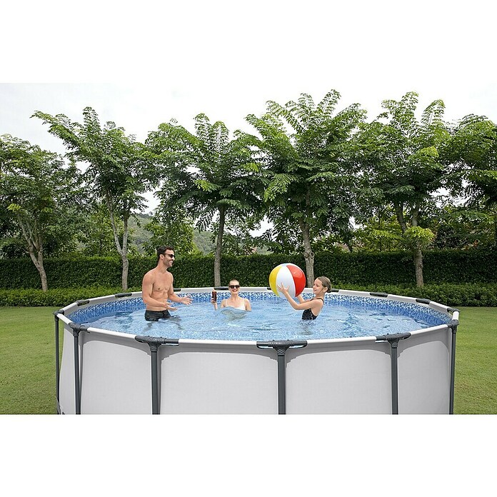 Bestway Opzetzwembad Steel Pro Max Set 427x107 (Ø x h: 427 x 107 cm, Grijs, 13.030 l) | BAUHAUS