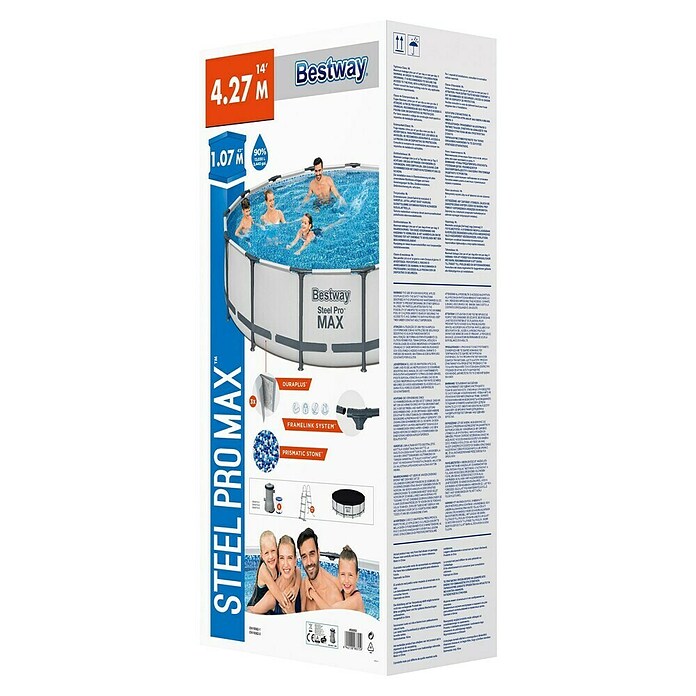 Bestway Opzetzwembad Steel Pro Max Set 427x107 (Ø x h: 427 x 107 cm, Grijs, 13.030 l) | BAUHAUS