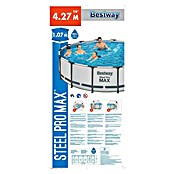 Bestway Opzetzwembad Steel Pro Max Set 427x107 (Ø x h: 427 x 107 cm, Grijs, 13.030 l) | BAUHAUS