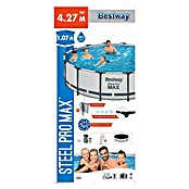 Bestway Opzetzwembad Steel Pro Max Set 427x107 (Ø x h: 427 x 107 cm, Grijs, 13.030 l) | BAUHAUS