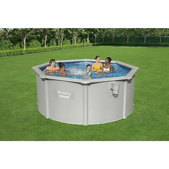 Bestway Opzetzwembad Hydrium Set 305 (Ø x h: 305 x 122 cm, Grijs, 7.630 l) | BAUHAUS
