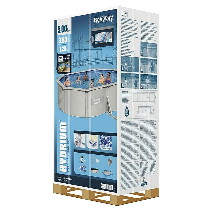 Bestway Opzetzwembad Hydrium Set 500 (l x b x h: 500 x 366 x 122 cm, Grijs, 16.296 l) | BAUHAUS