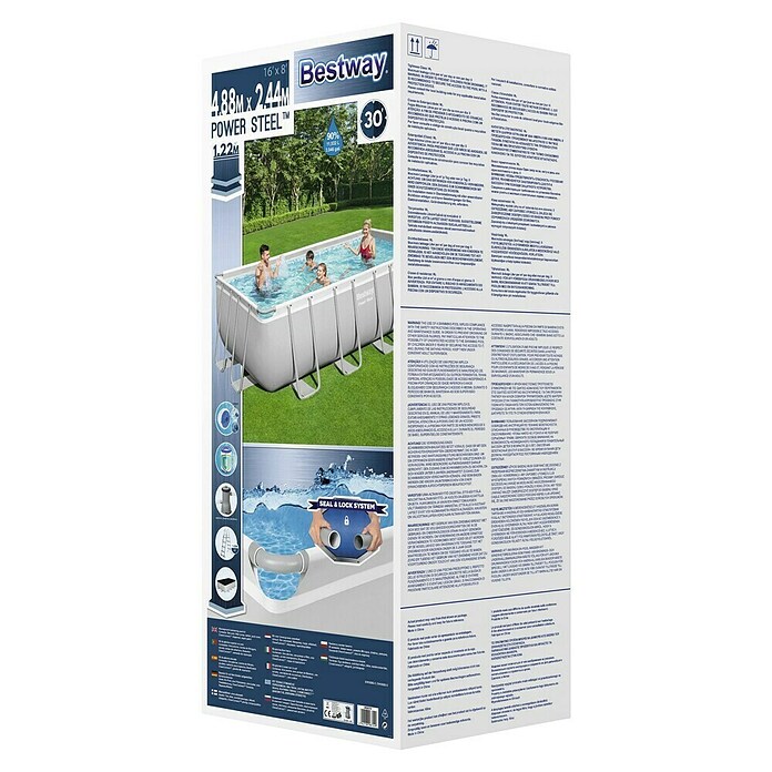 Bestway Opzetzwembad Steel Pro Max Set 488 (l x b x h: 488 x 244 x 122 cm, Grijs, 11.532 l) | BAUHAUS