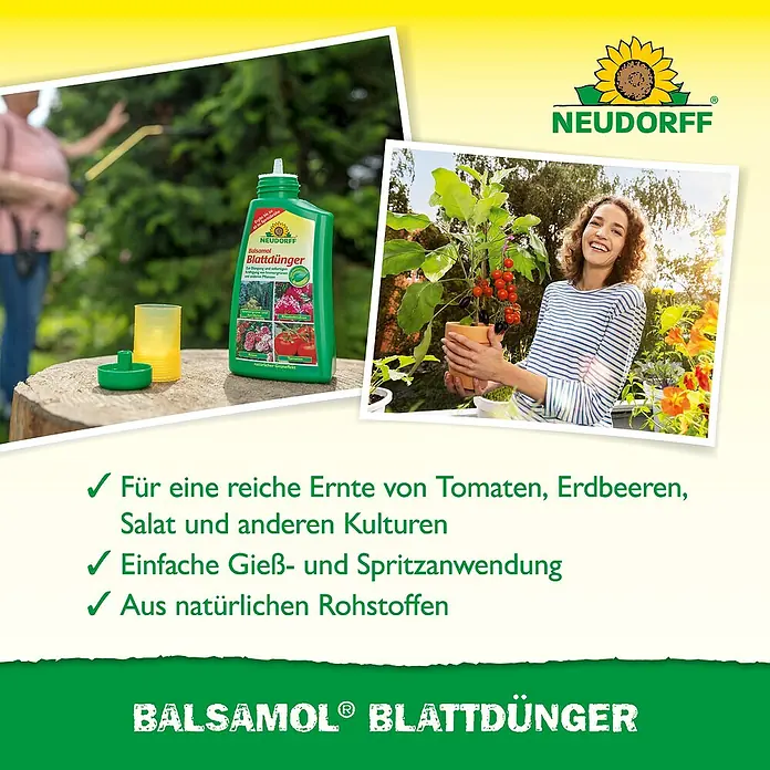 Neudorff Universaldünger Balsamol Blattdünger - 250 ml - Grüne Flasche Neudorff Balsamol Blattdünger für reiche Ernten von Tomaten, Erdbeeren und Salat aus natürlichen Rohstoffen. Einfache Anwendung.