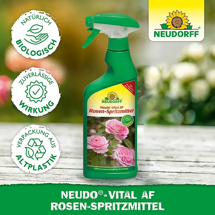 Neudorff Neudo-Vital Rosenspritzmittel AF - 500 ml - Das Neudorff Rosen-Spritzmittel ist ein biologisches Produkt zur Stärkung und zum Schutz Ihrer Rosen, verpackt in umweltfreundlichem Altplastik.