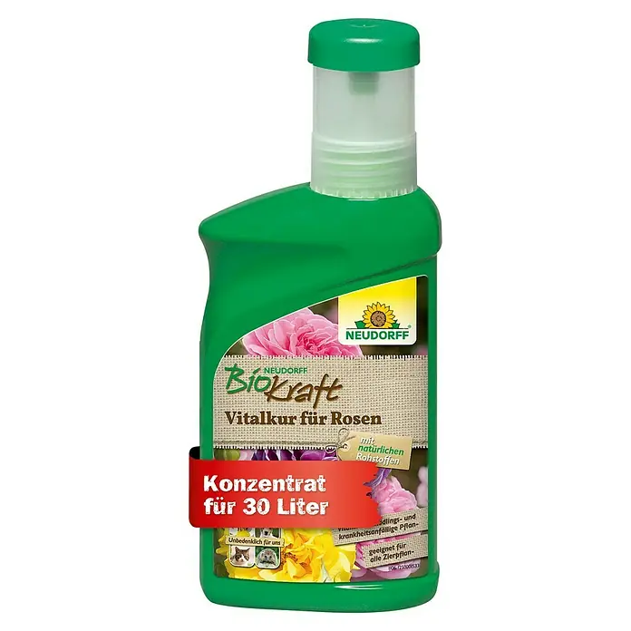 Neudorff BioKraft Vitalkur Für Rosen - 300 ml - Produktfoto von Neudorff Biokraft Vitalkur für Rosen, ein Konzentrat für 30 Liter, ideal für gesunde und widerstandsfähige Rosen.