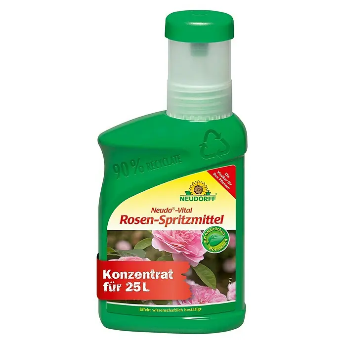Neudorff Neudo-Vital Rosenspritzmittel - 250 ml - Flasche Neudorff Rosen-Spritzmittel, ein Konzentrat für 25L, hergestellt aus 90% Recyclat. Vitalität für Ihre Pflanzen aus natürlichen Rohstoffen.