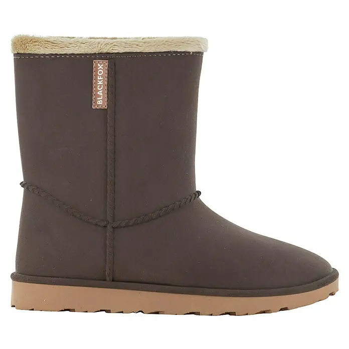 Black Fox Winterstiefel Cheyennetoo - Schuhgröße: 42, Dunkelbraun - Brauner Stiefel mit Kunstfellfutter, hellbeiger Sohle und 'BLACKFOX' Etikett.