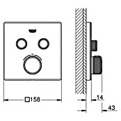 Grohe Grohtherm SmartControl UP-Thermostatarmatur (Mit 2 Absperrventilen, Eckig, Moon White, Glänzend)
