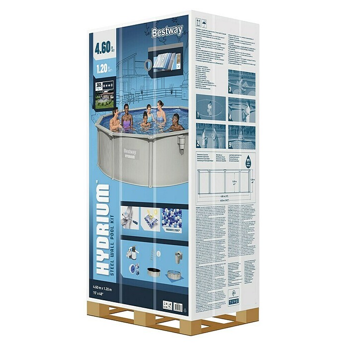 Bestway Opzetzwembad Hydrium Set 457 (Ø x h: 457 x 122 cm, Grijs, 17.430 l) | BAUHAUS