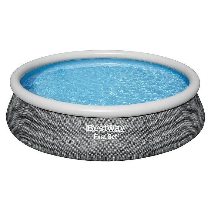 Bestway Opblaasbaar zwembad Fast Set Rotan 457x107 (Ø x h: 457 x 107 cm, Grijs, 12.362 l) | BAUHAUS