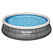 Bestway Opblaasbaar zwembad Fast Set Rotan 457x107 (Ø x h: 457 x 107 cm, Grijs, 12.362 l) | BAUHAUS