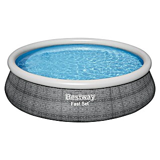 Bestway Opblaasbaar zwembad Fast Set Rotan 457x107 (Ø x h: 457 x 107 cm, Grijs, 12.362 l)