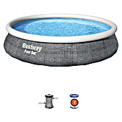 Bestway Opblaasbaar zwembad Fast Set Rotan 396X84 (Ø x h: 396 x 84 cm, Grijs, 7.340 l) | BAUHAUS