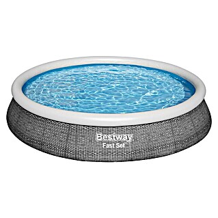 Bestway Opblaasbaar zwembad Fast Set Rotan 396X84 (Ø x h: 396 x 84 cm, Grijs, 7.340 l)