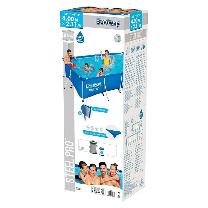 Bestway Opzetzwembad Steel Pro Set 400 (l x b x h: 400 x 211 x 81 cm, Blauw, 5.700 l) | BAUHAUS