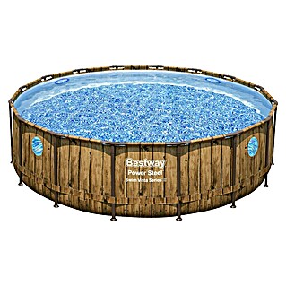 Bestway Opzetzwembad Steel Pro Max Splashview 488 (Ø x h: 488 x 122 cm, Bruin, 19.480 l, Houtlook)