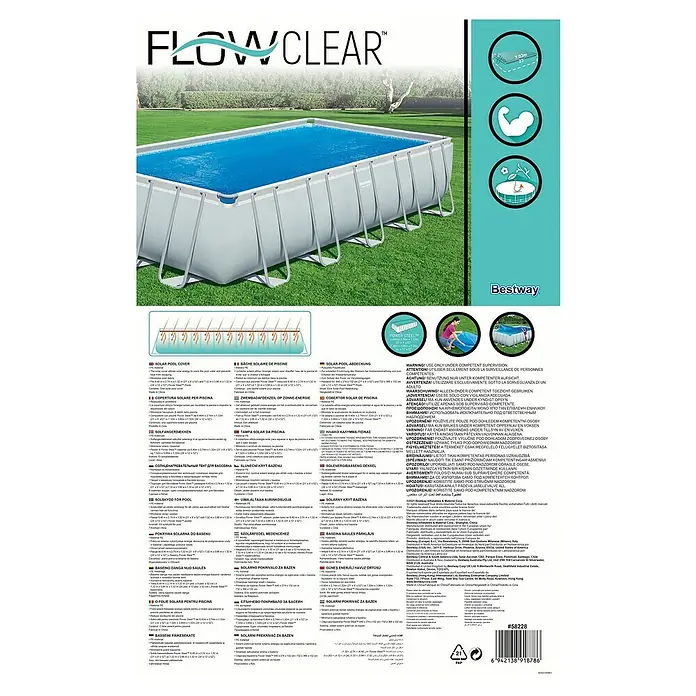 Bestway Solarabdeckplane - L x B: 336 x 703 cm, Material: Kunststoff - Bild einer Flowclear Solar Poolabdeckung.