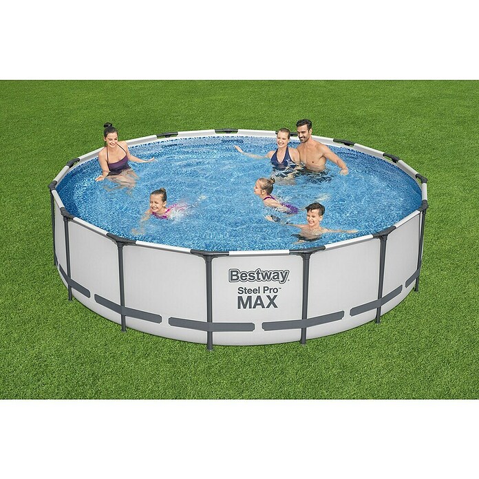 Bestway Opzetzwembad Steel Pro Max Set 457x107 (Ø x h: 457 x 107 cm, Grijs, 14.970 l) | BAUHAUS