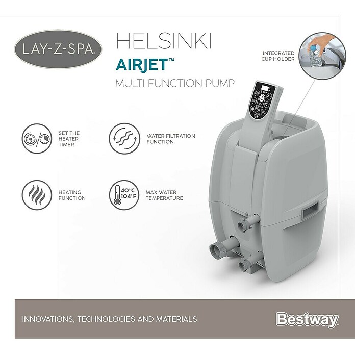 Bestway Lay-Z-Spa Opblaasbare jacuzzi Helsinki (Ø x h: 180 x 66 cm, Bruin, 1.123 l) | BAUHAUS