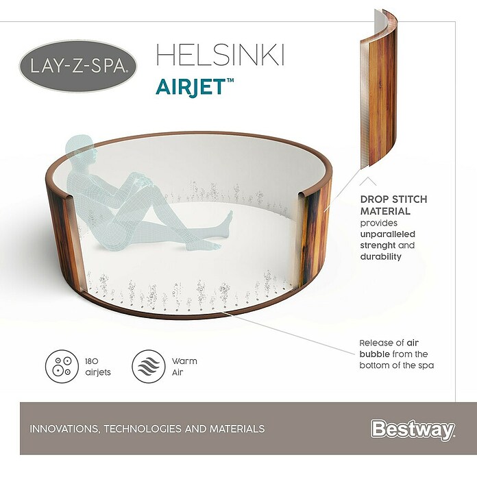 Bestway Lay-Z-Spa Opblaasbare jacuzzi Helsinki (Ø x h: 180 x 66 cm, Bruin, 1.123 l) | BAUHAUS