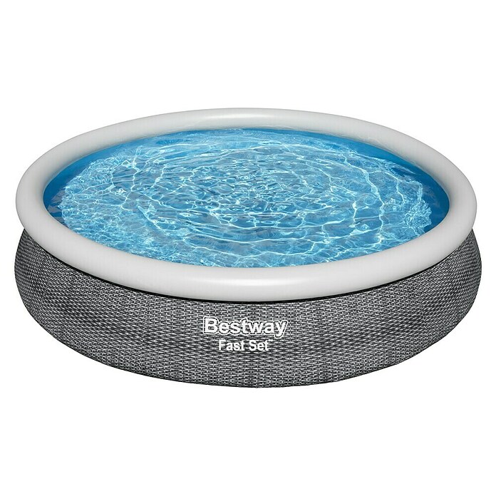 Bestway Opblaasbaar zwembad Fast Set Rotan 366 (Ø x h: 366 x 76 cm, Grijs, 5.377 l) | BAUHAUS