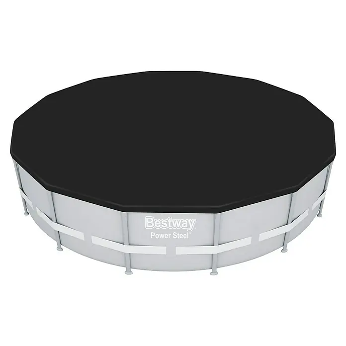 Bestway Pool-Abdeckplane - Durchmesser: 401 cm, Material: Kunststoff - Bestway Power Steel Pool mit schwarzer Abdeckung. Stabiler runder Pool für den Garten, ideal für Sommerliche Erfrischung.
