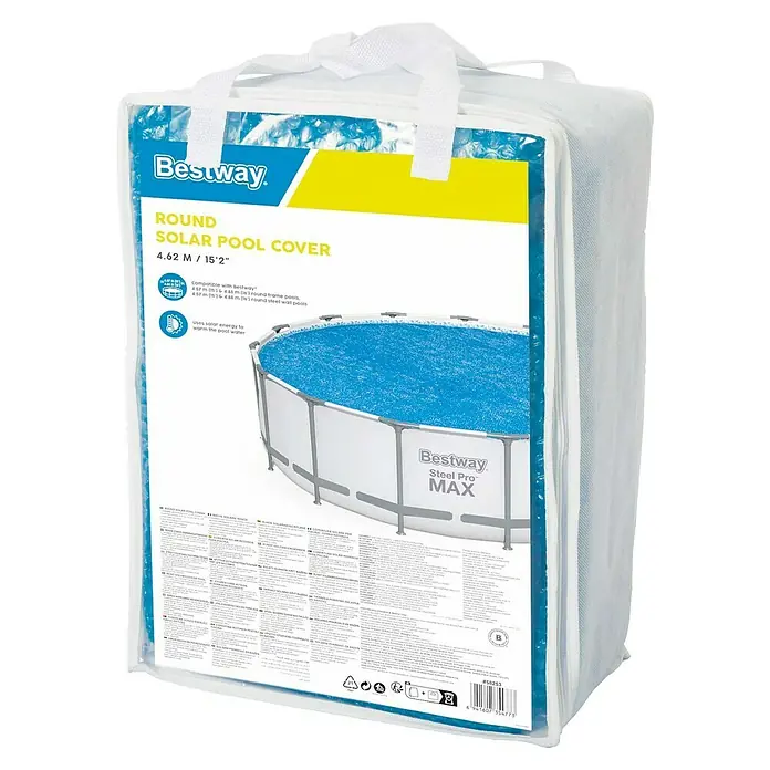 Bestway Pool-Abdeckplane Solar - Durchmesser: 462 cm, Material: Kunststoff - Abdeckung für runde Bestway-Pools mit einem Durchmesser von 4,62 m. Solarfolie zur Erwärmung des Poolwassers.