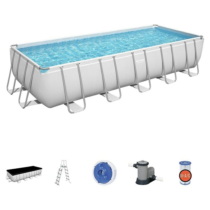Bestway Opzetzwembad Steel Pro Max Set 640 (l x b x h: 640 x 274 x 132 cm, Grijs, 19.281 l) | BAUHAUS