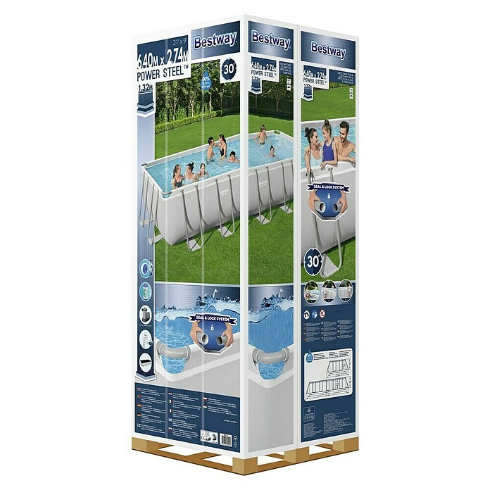 Bestway Opzetzwembad Steel Pro Max Set 640 (l x b x h: 640 x 274 x 132 cm, Grijs, 19.281 l) | BAUHAUS