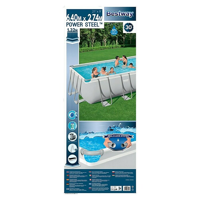 Bestway Opzetzwembad Steel Pro Max Set 640 (l x b x h: 640 x 274 x 132 cm, Grijs, 19.281 l) | BAUHAUS