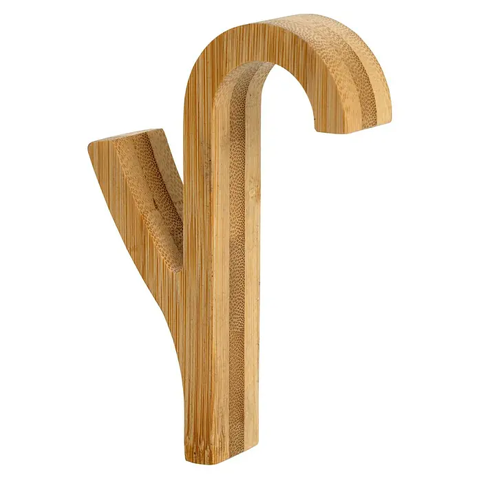 Wenko Badheizkörper-Handtuchhaken - L x H: 7 x 10,5 cm, 2 Stk. - Nahaufnahme einer stilvollen Bambusgarderobe, die Funktionalität und natürliche Ästhetik vereint. Ideal für eine umweltfreundliche Einrichtung.