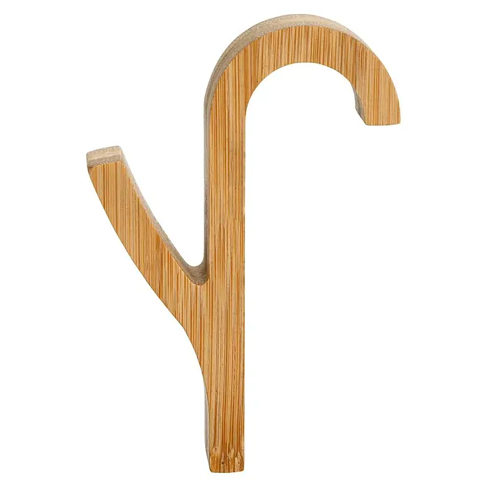 Wenko Badheizkörper-Handtuchhaken - L x H: 7 x 10,5 cm, 2 Stk. - Nahaufnahme einer stilvollen Garderobenhaken aus Bambusholz, der natürliche Eleganz und Funktionalität vereint.