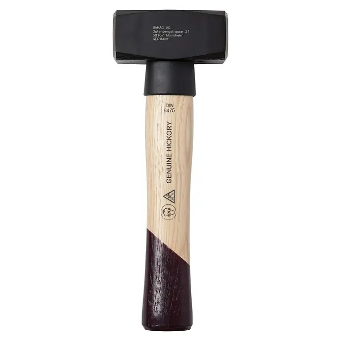 Wisent Mazo - 1.000 g, Acero, Mango de madera - Maza con cabeza negra y mango de nogal auténtico para máxima potencia y durabilidad en el trabajo.