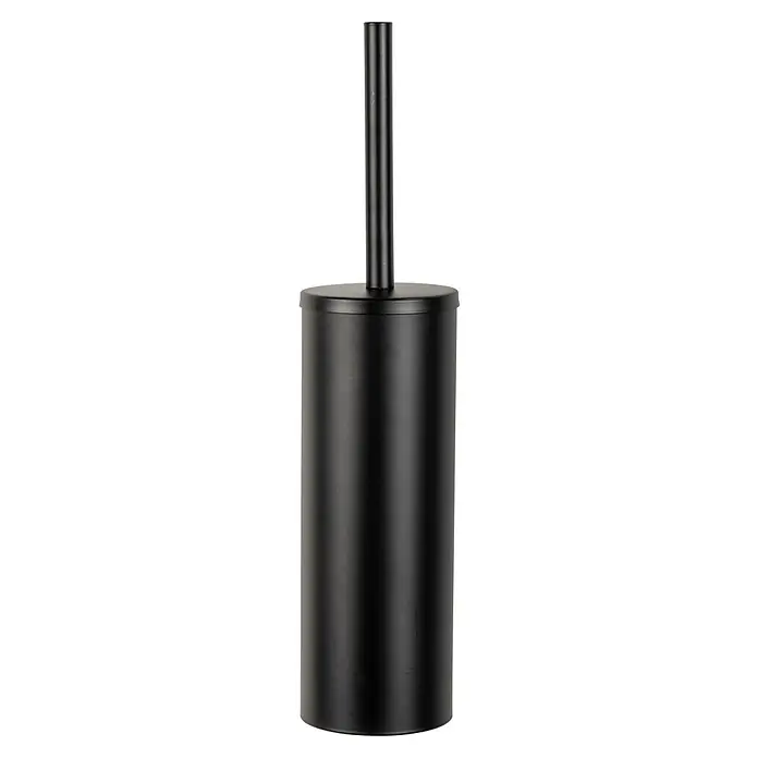 Wenko Orea Escobillero mural - Acero inoxidable, Negro - Un elegante juego de escobilla de baño negro mate. El diseño cilíndrico y limpio se integra perfectamente en cualquier baño y ofrece funcionalidad con estilo.