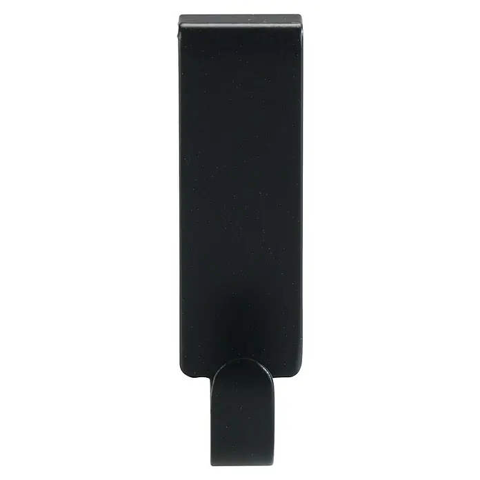 Wenko Colgador de baño Vieste - L x Al: 5,5 x 7 cm, Número de ganchos: 2 ud., Negro - Primer plano de un soporte de pared negro y elegante, que combina funcionalidad y diseño moderno para un espacio interior elegante.