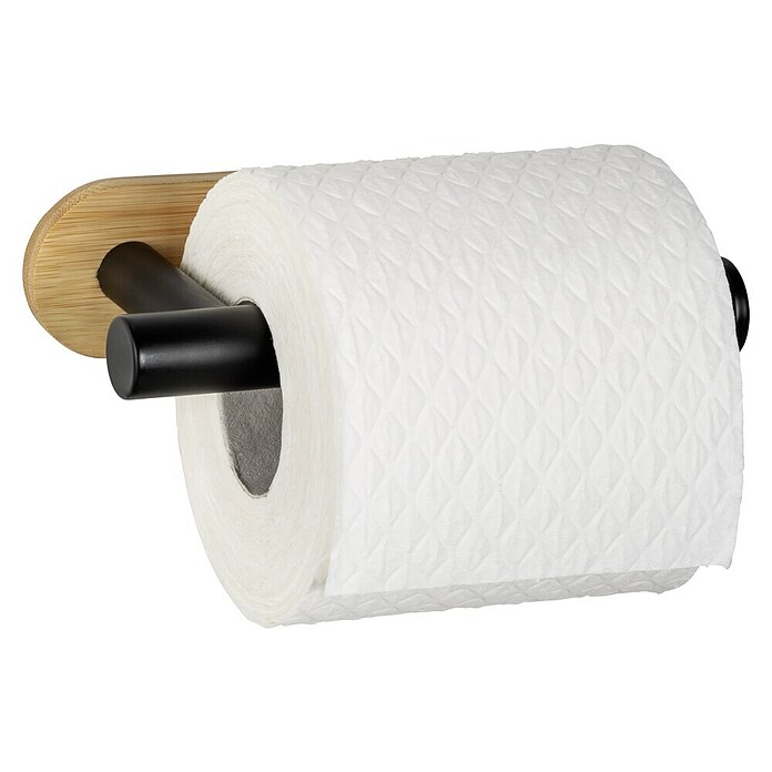 Wenko Orea Portarrollos papel higiénico (Sin tapa, Negro/Bambú) | BAUHAUS