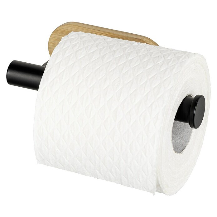 Wenko Orea Portarrollos papel higiénico (Sin tapa, Negro/Bambú) | BAUHAUS