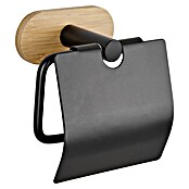 Wenko Orea Portarrollos papel higiénico (Con tapa, Negro/Bambú) | BAUHAUS