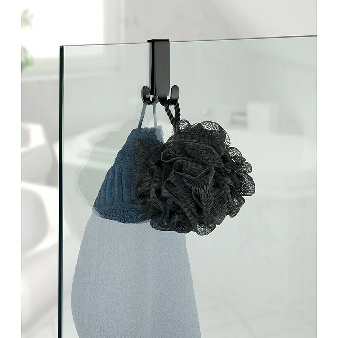 Wenko Colgador de baño Vieste (L x Al: 5,5 x 7 cm, Número de ganchos: 2 ud., Negro) | BAUHAUS