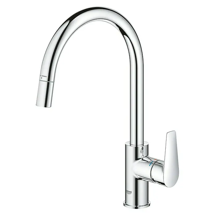 Grohe Grifo de cocina Start Edge - Cromo, Brillante - Grifo de cocina Grohe brillante con caño alto. Su diseño moderno y funcional se adapta a cualquier cocina.