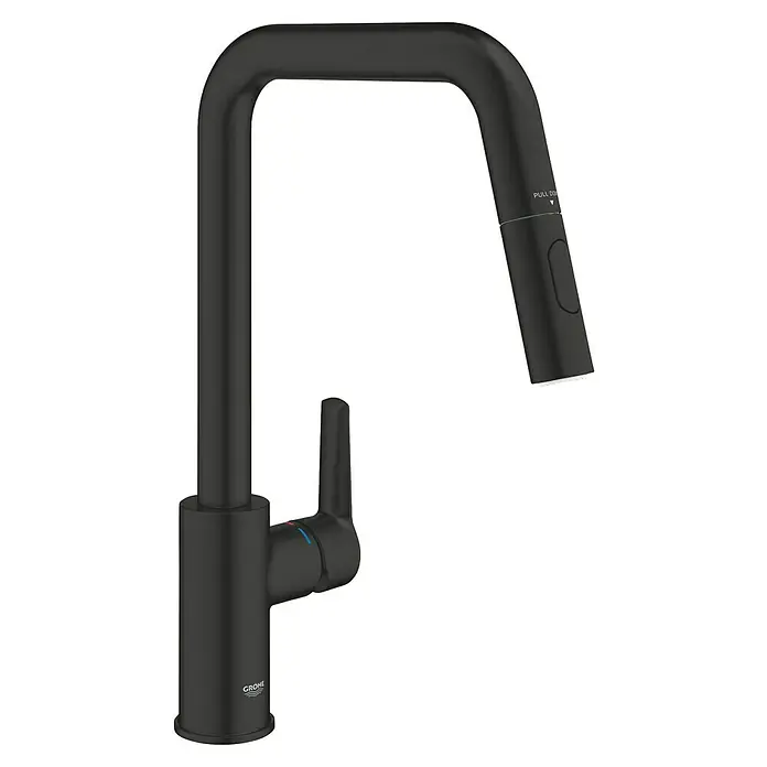 Grohe Grifo de cocina Start - Negro, Mate - Grifo de cocina Grohe negro con caño giratorio y rociador extraíble, ideal para cocinas modernas. Acabado de alta calidad que garantiza la durabilidad.